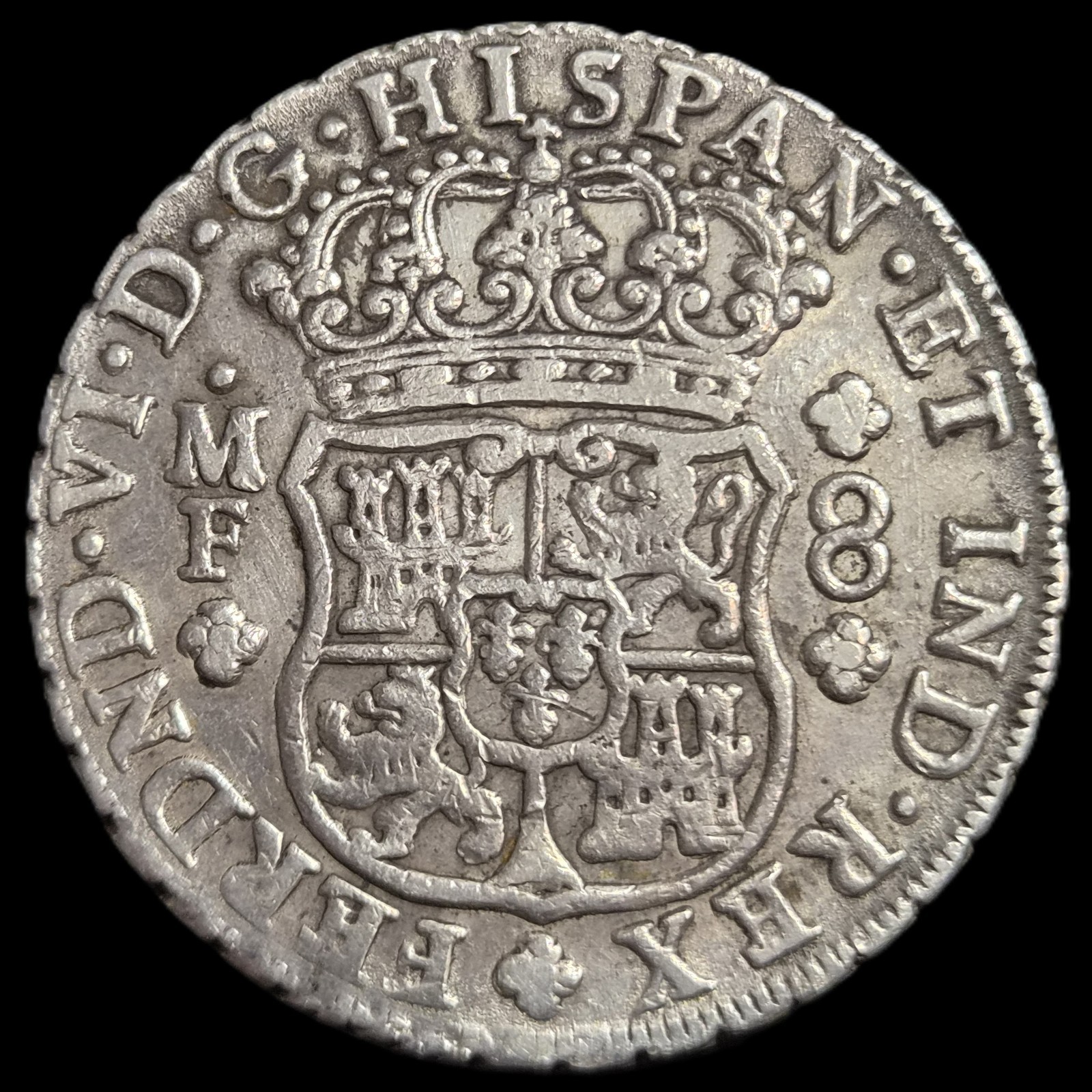 Mexico Spanish Colonial 8 Reales Two Pillar Ferdinand VI 1749 Mo MF Mexico Mint - Image 2