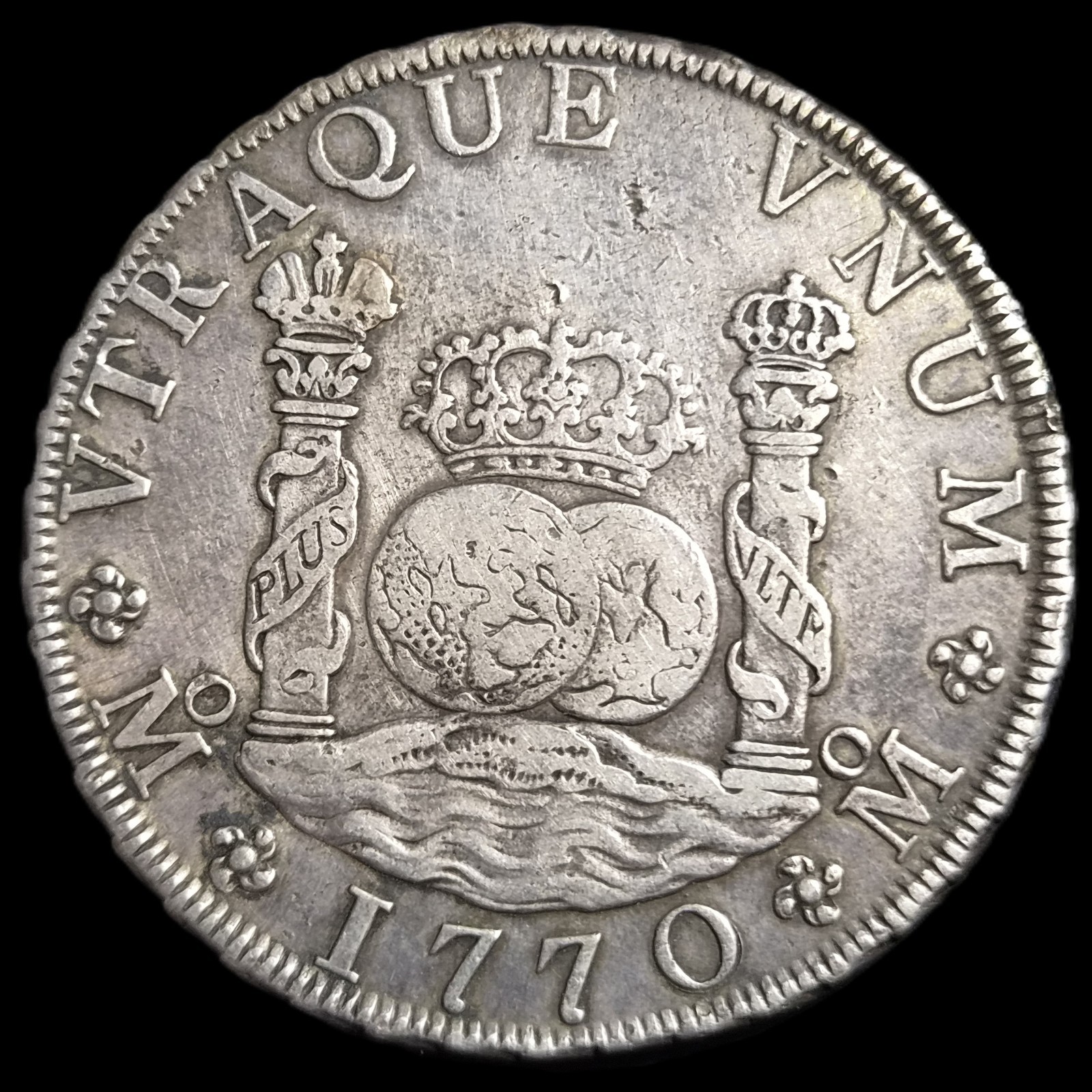Mexico Spanish Colonial 8 Reales Two Pillar Carolus III 1770 Mo MF Mexico Mint