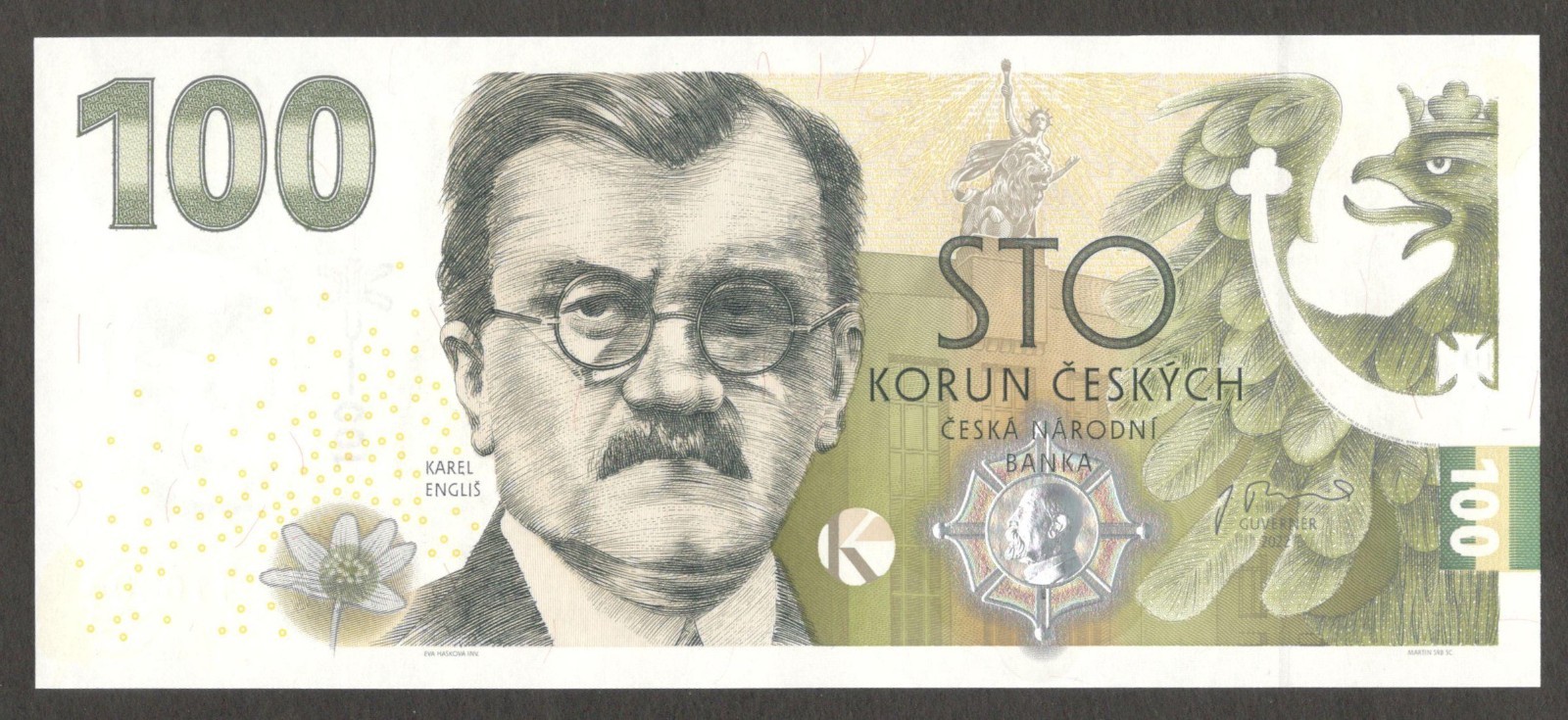 Czech Republic 100 Korun Commemorative Karel Englis P-30 2022 UNC Incl Folder - Image 3