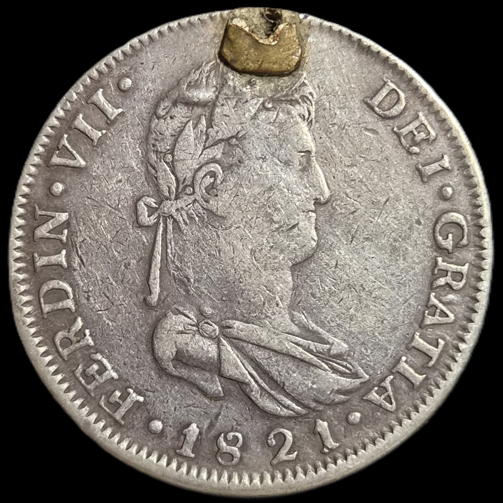 Mexico War of Independence 8 Reales Ferdinand VII 1821 Ga FS Guadalajara Mint