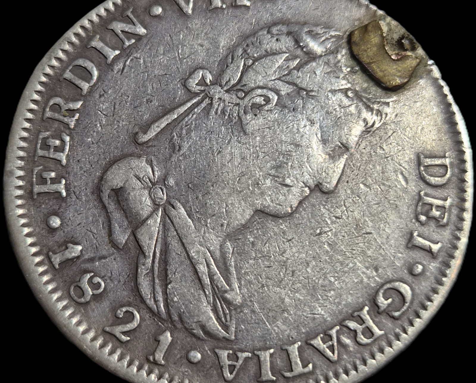Mexico War of Independence 8 Reales Ferdinand VII 1821 Ga FS Guadalajara Mint - Image 3