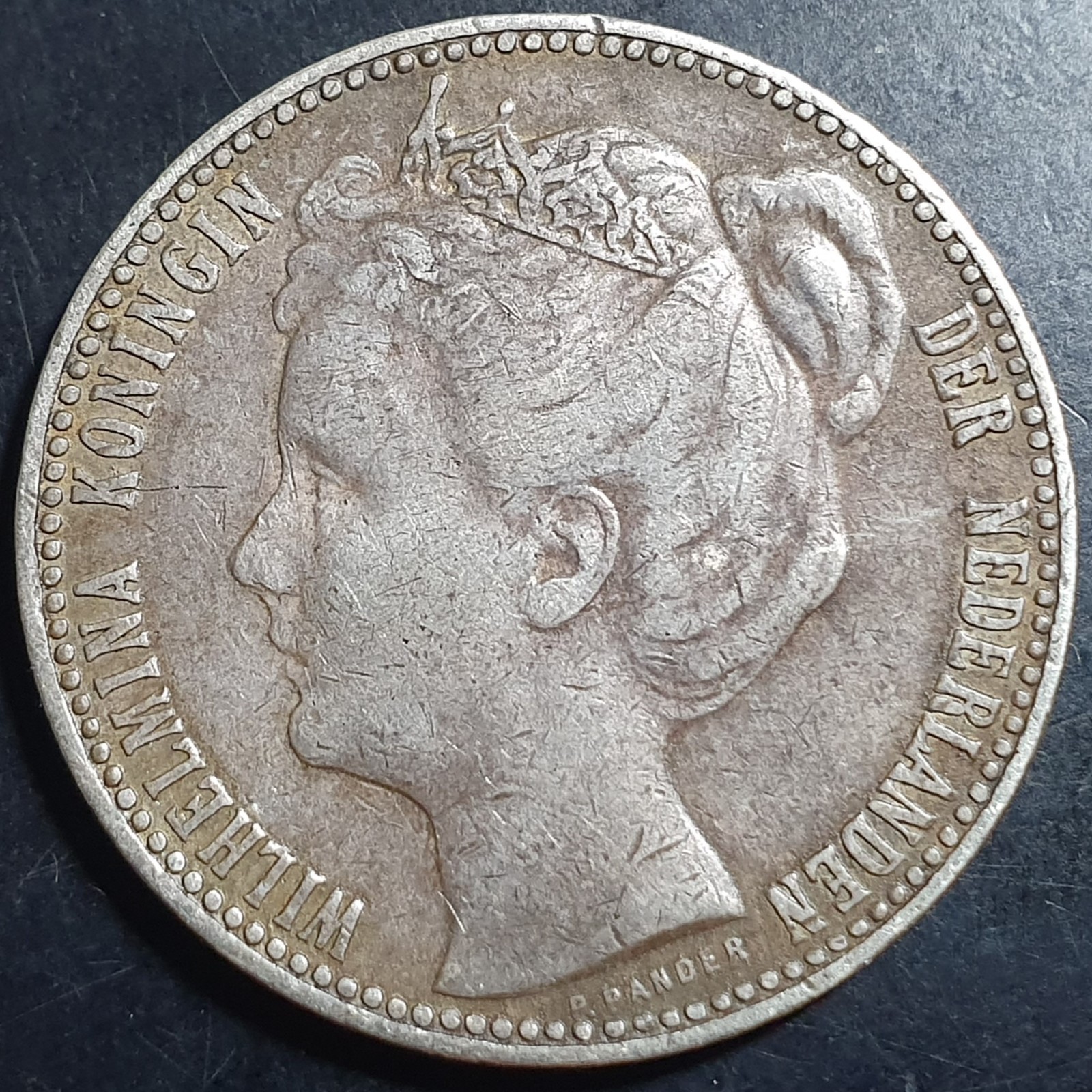 Netherlands 1 Gulden Wilhelmina Crown 1901 XF Original