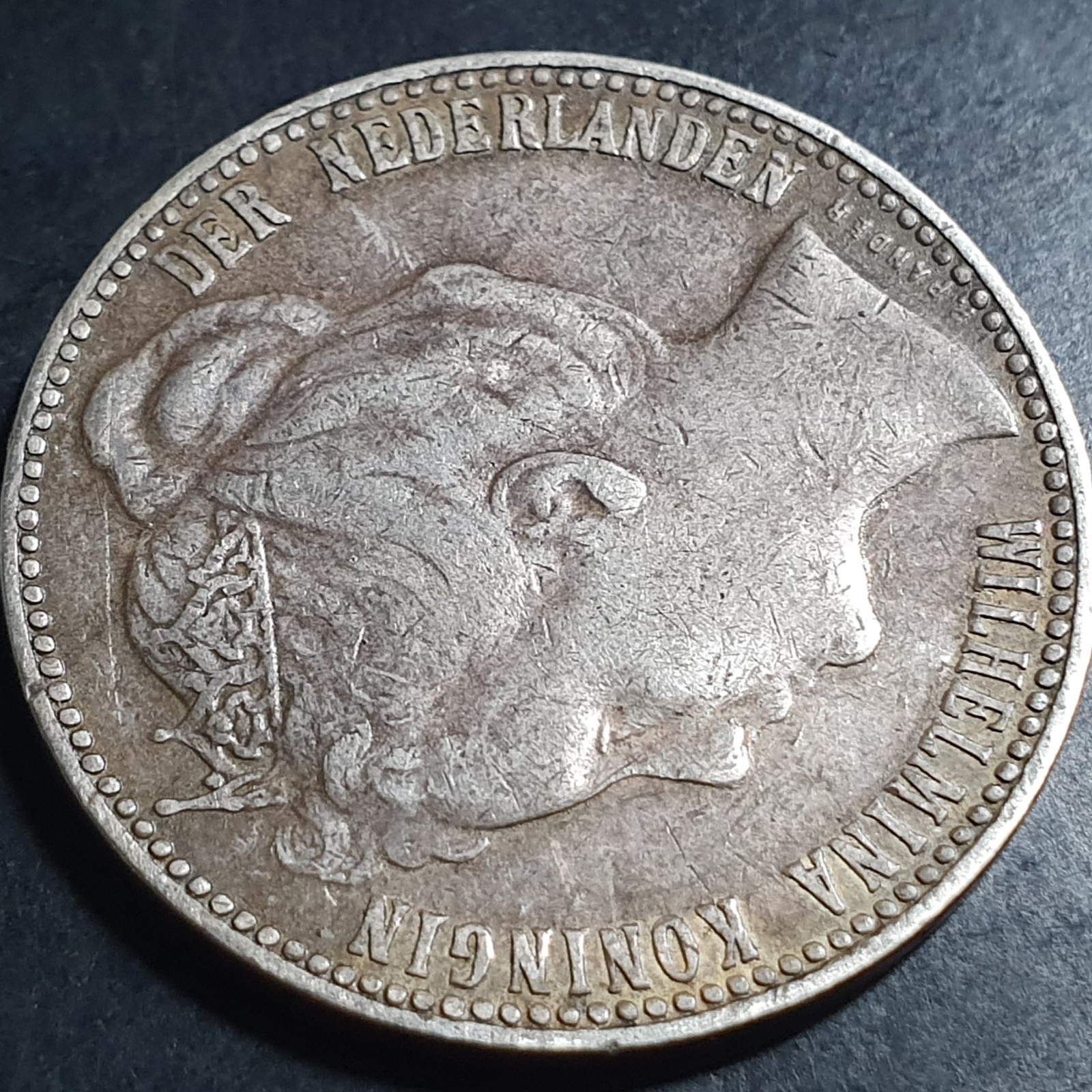 Netherlands 1 Gulden Wilhelmina Crown 1901 XF Original - Image 3