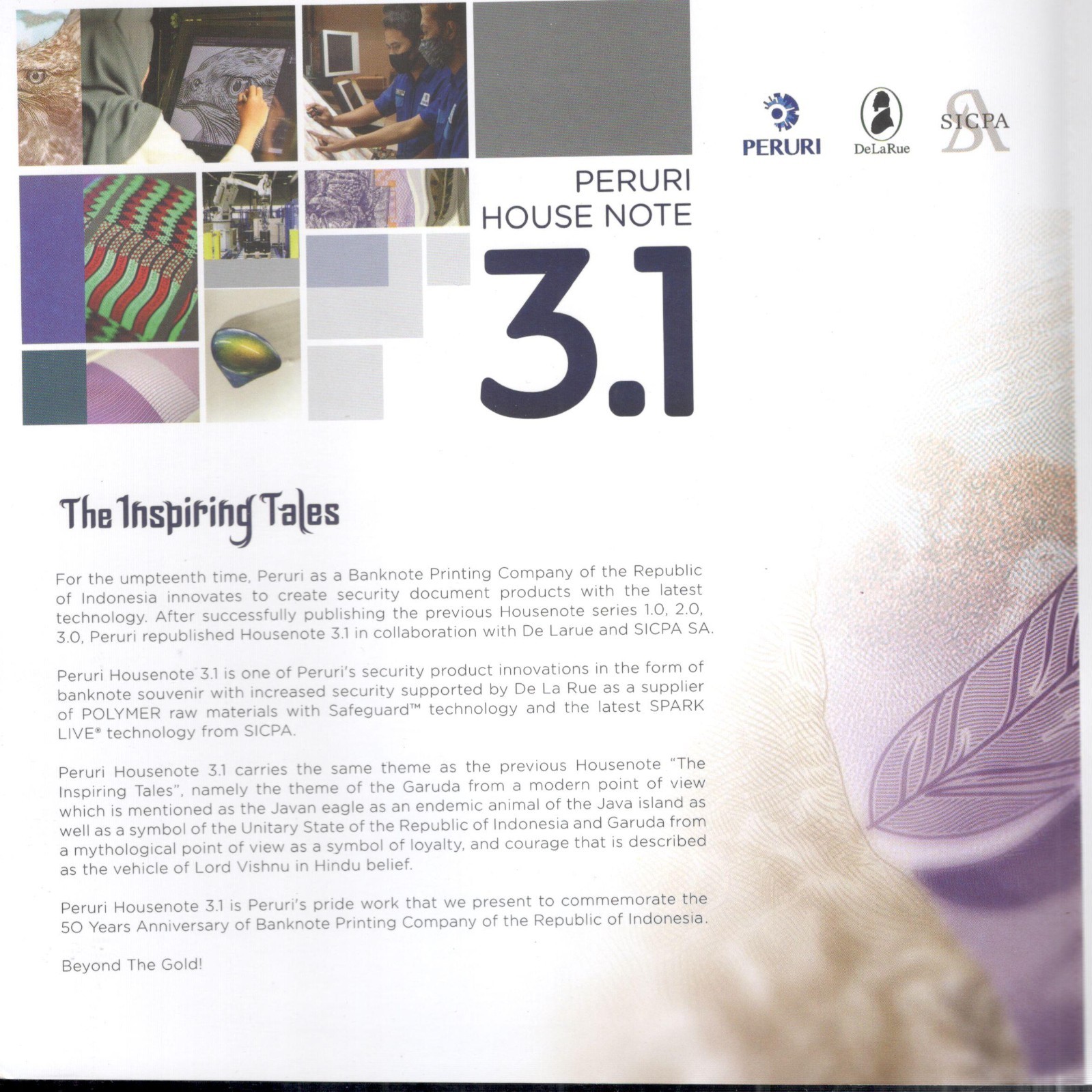 Indonesia Test Note PERURI The Inspiring Tales 3.1 Polymer 2021 UNC Incl Folder - Image 8