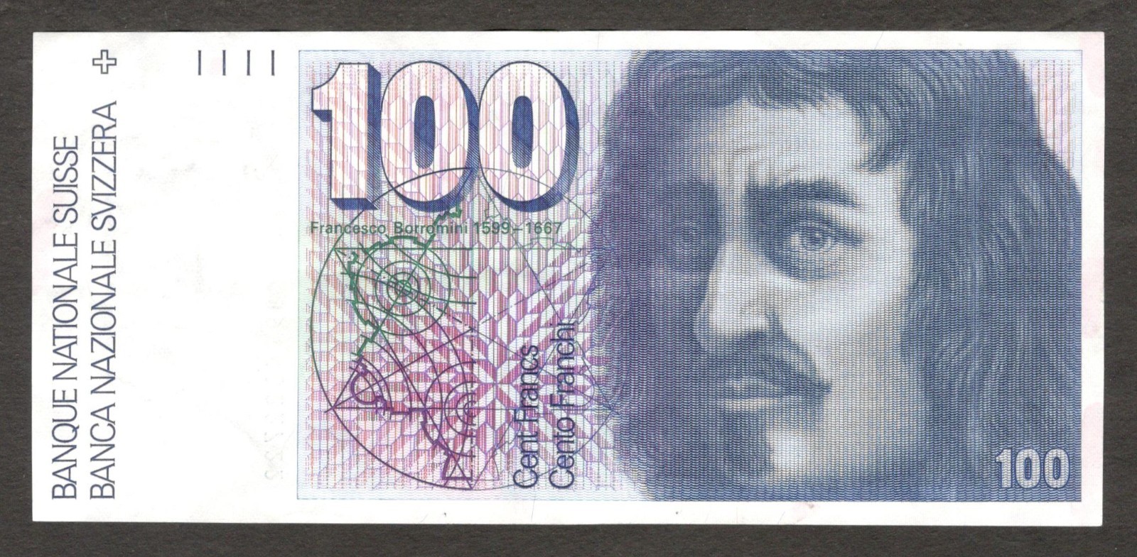 Switzerland Swiss 100 Francs Franken F. Schaller & Lusser P-57i(1) 1989 XF Crisp