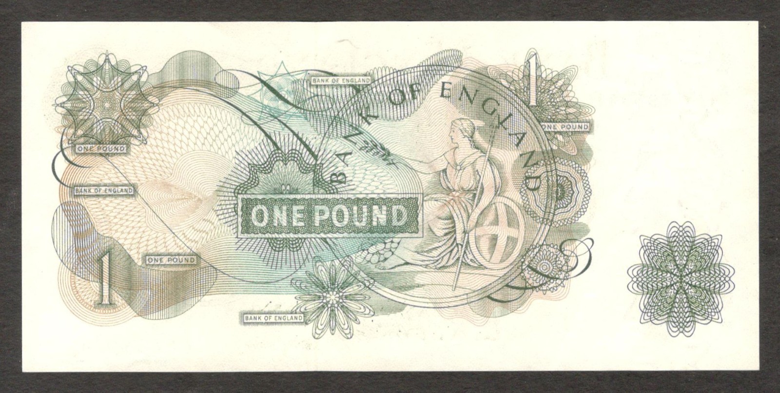 England Bank of 1 Pound QE II L. K. O'Brien P-374a 1960-61 aUNC - Image 2