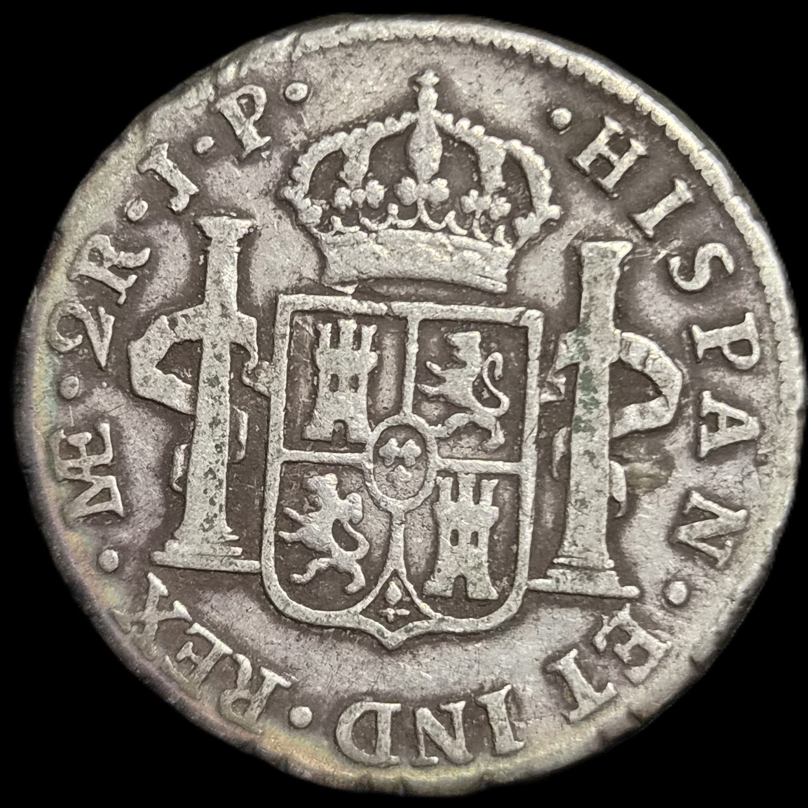 Peru Spanish Colonial 2 Reales Carol Carolus III 1804 LME JP Lima Mint - Image 2