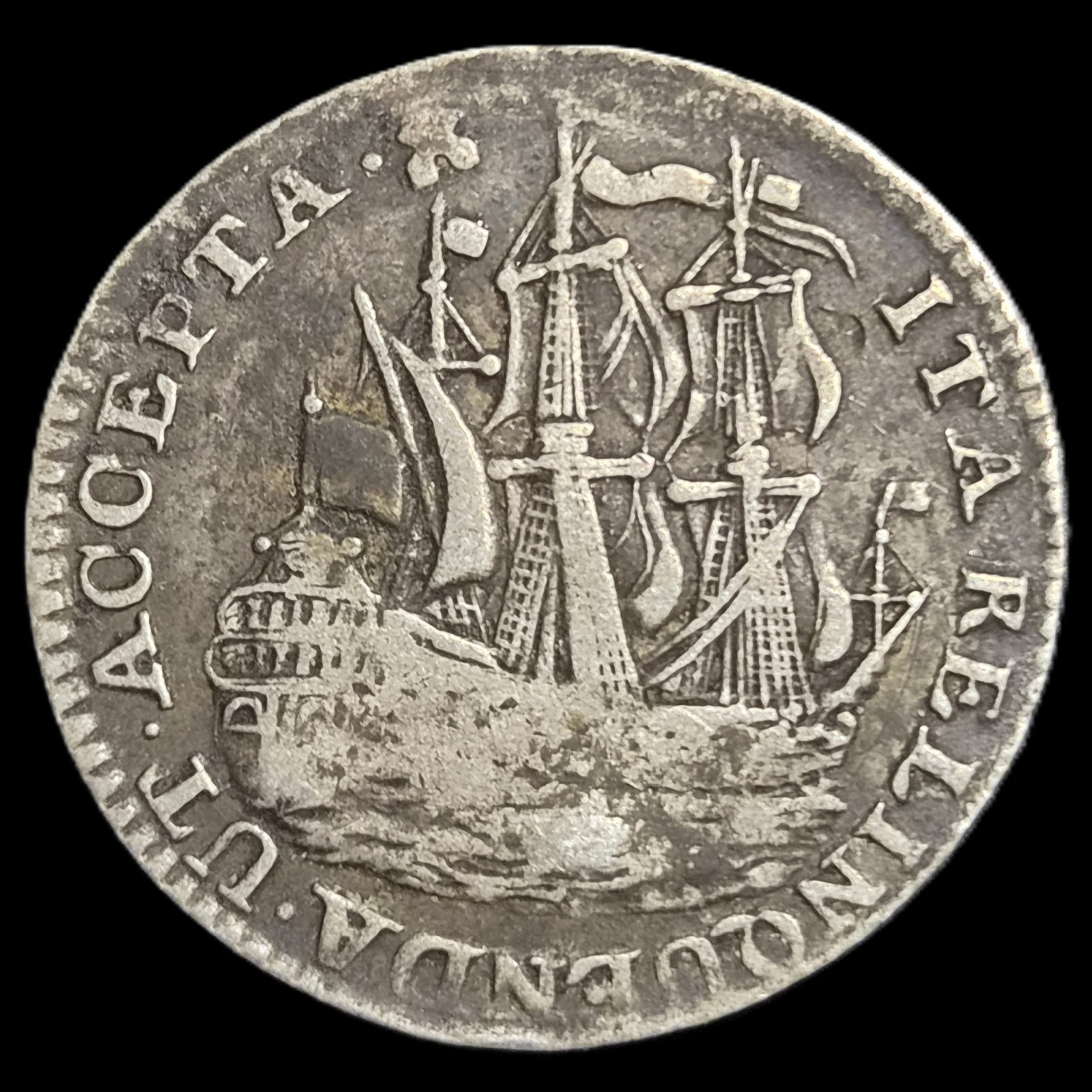 Netherlands 6 Stuiver Scheepjesschelling Zeeland 1758 Silver VF