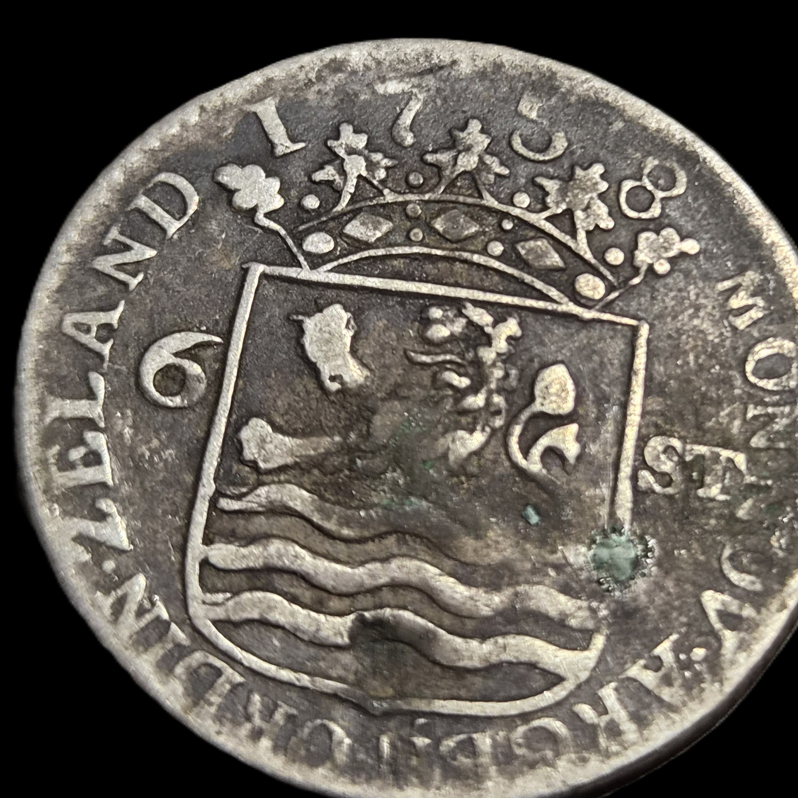 Netherlands 6 Stuiver Scheepjesschelling Zeeland 1758 Silver VF - Image 4