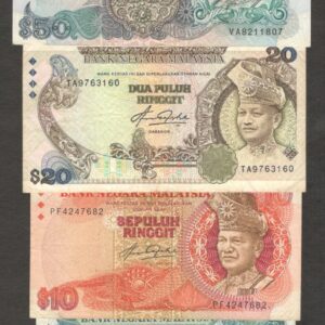 Malaysia Set 4 Pcs 5 10 20 50 Ringgit Aziz Taha P-20 21 22 23 1983 1984 VF