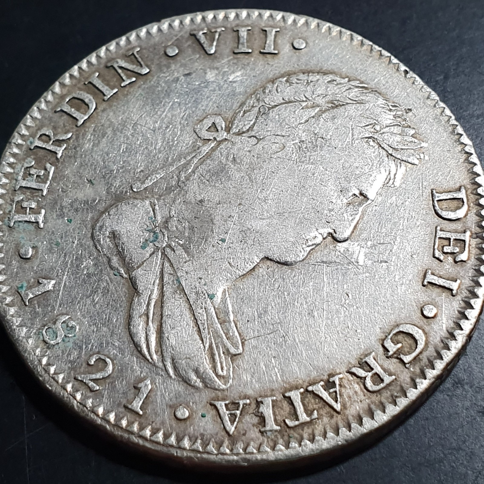 Mexico War of Independence 8 Reales Ferdinand VII 1821 Ga FS Guadalajara Mint - Image 3