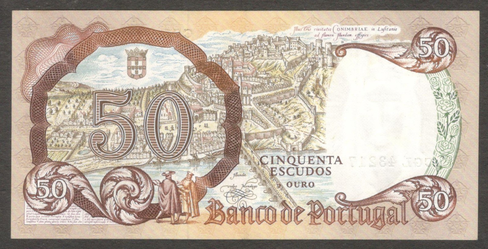 Portugal 50 Escudos Santa Isabel Jose da Silva & Waldemar Pego P-168(8) 1964 UNC - Image 2