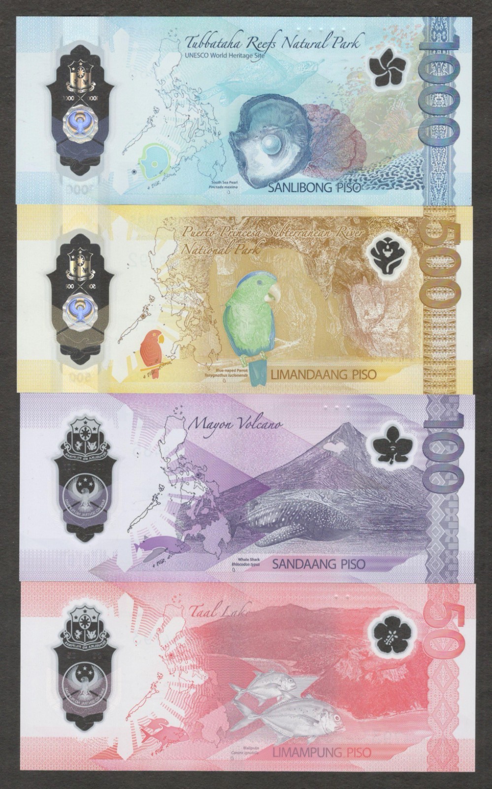 Philippines Full Set 4 Pcs 50 100 500 1000 Pesos P-237 to P-241 2024 2025 UNC - Image 2