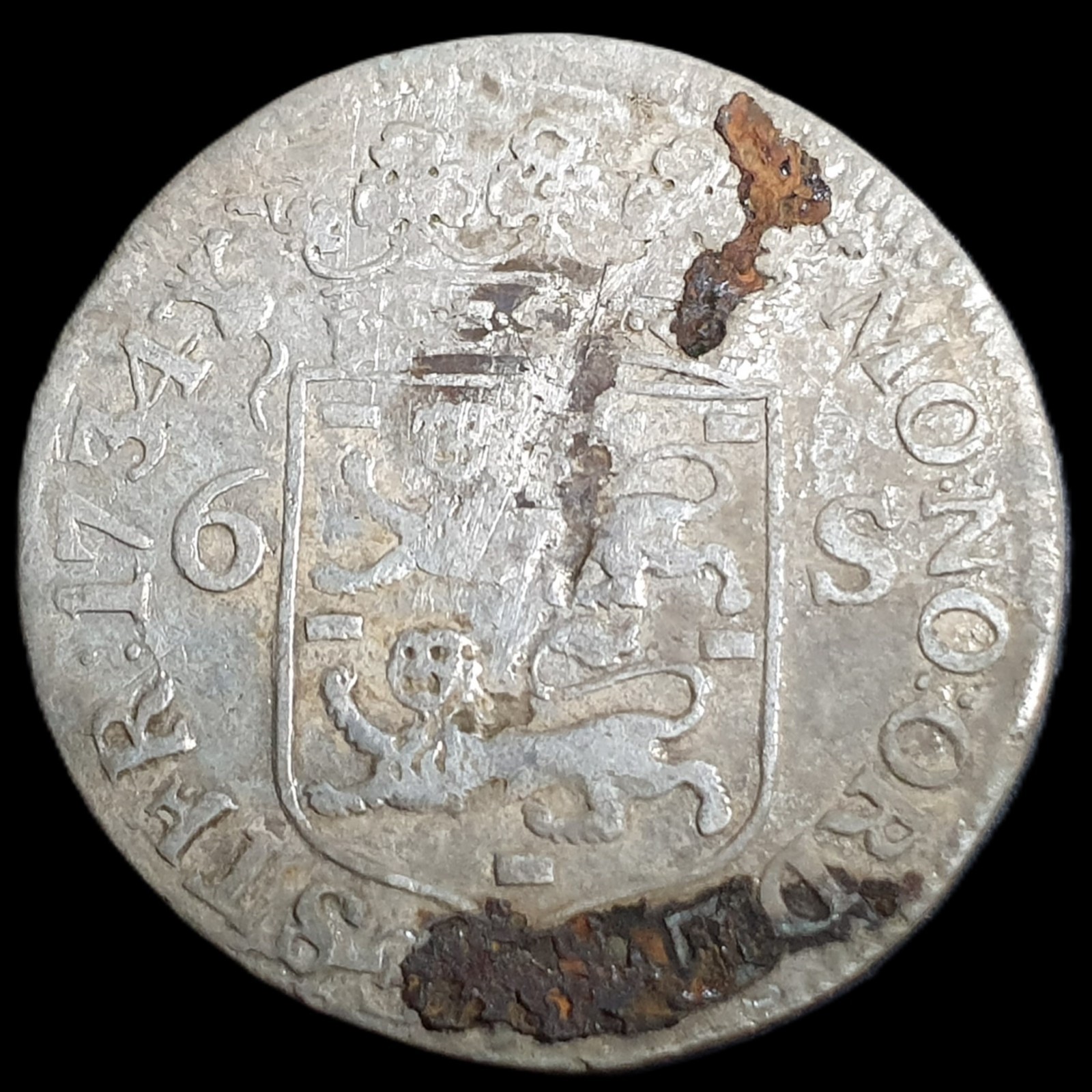 Netherlands 6 Stuiver Scheepjesschelling West Friesland 1734 Silver Fair - Image 2