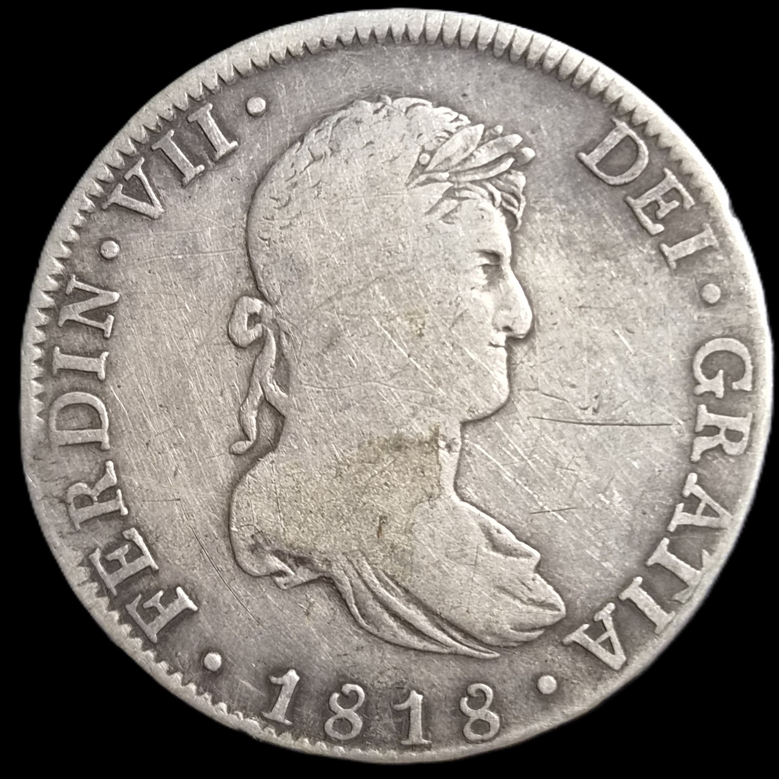 Mexico Spanish Colonial 8 Reales Ferdin Ferdinand VII 1818 Mo JJ Mexico Mint