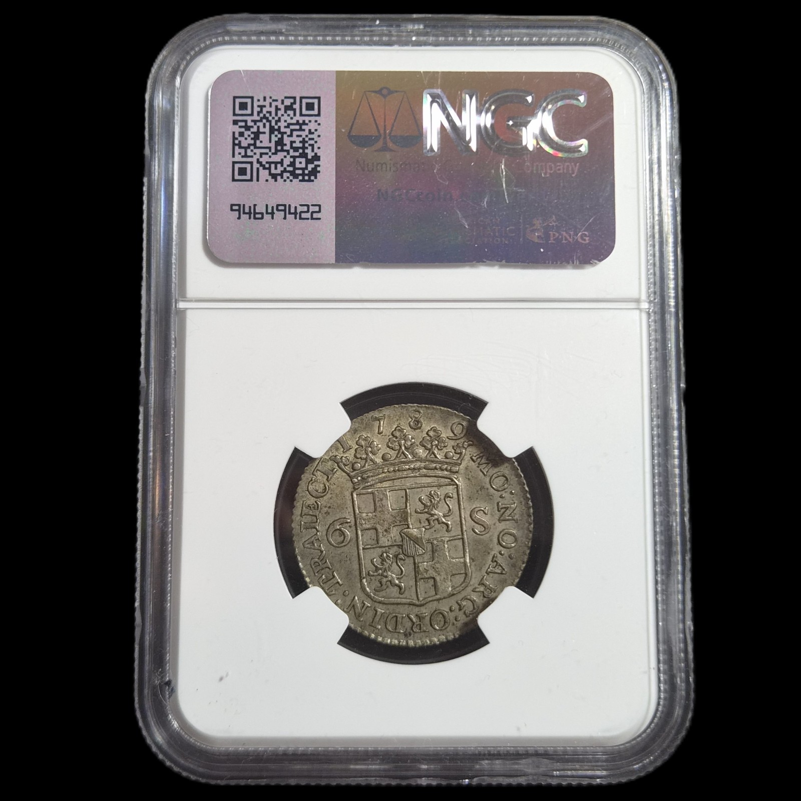 Netherlands 6 Stuiver Scheepjesschelling Utrecht 1789 Silver NGC AU 55 - Image 4