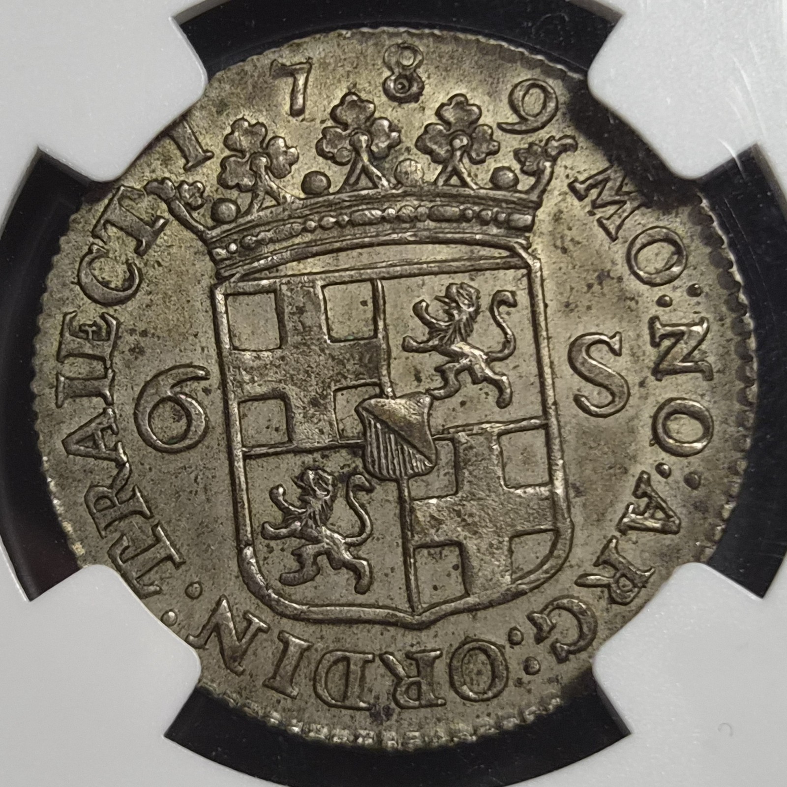 Netherlands 6 Stuiver Scheepjesschelling Utrecht 1789 Silver NGC AU 55 - Image 5