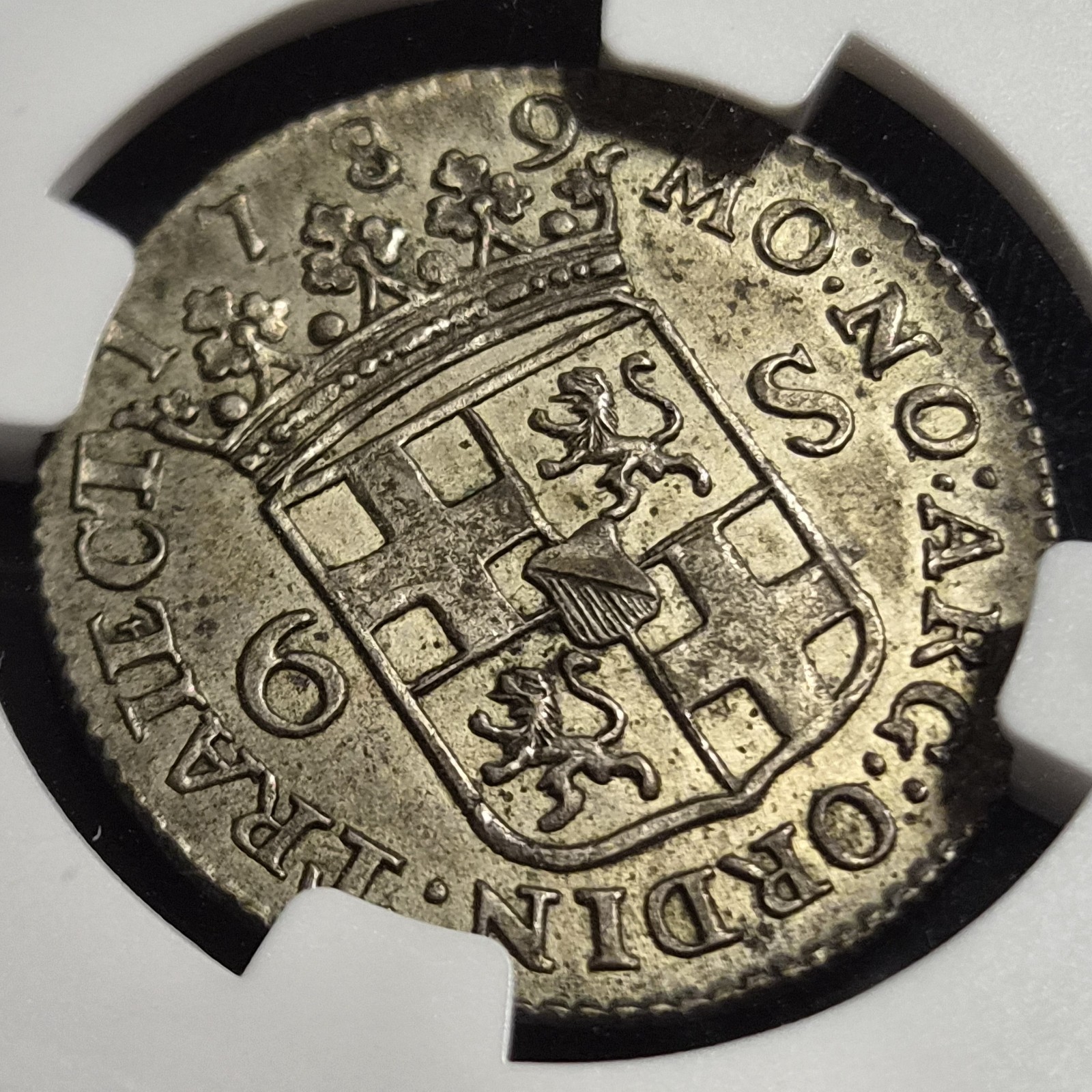 Netherlands 6 Stuiver Scheepjesschelling Utrecht 1789 Silver NGC AU 55 - Image 6