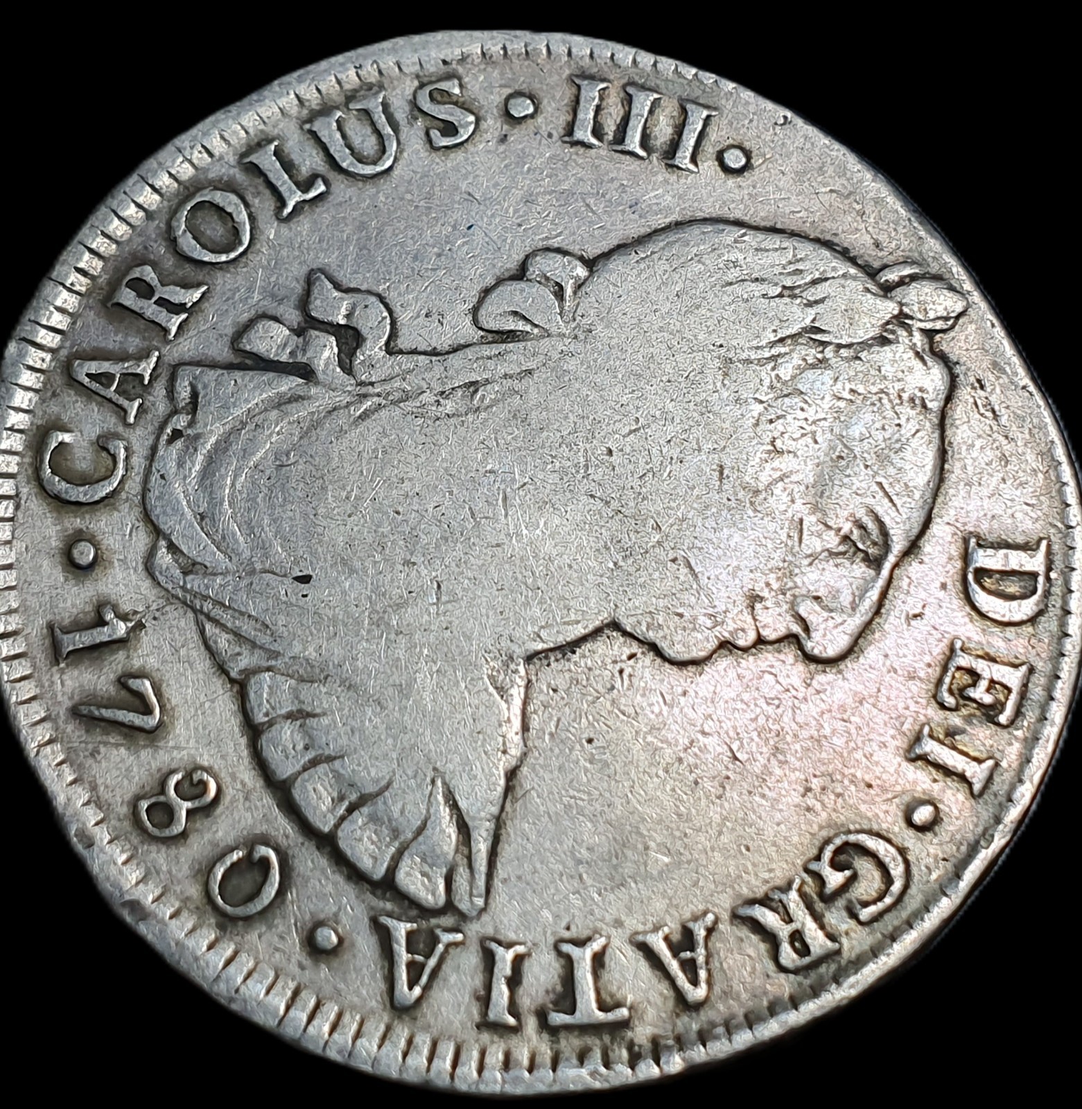 Peru Spanish Colonial 8 Reales Carol Carolus III 1780 LM MJ Peru Mint - Image 3