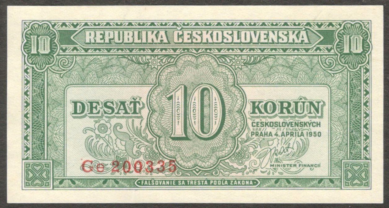 Czechoslovakia Czech Republic 10 Korun P-69 1950 aUNC