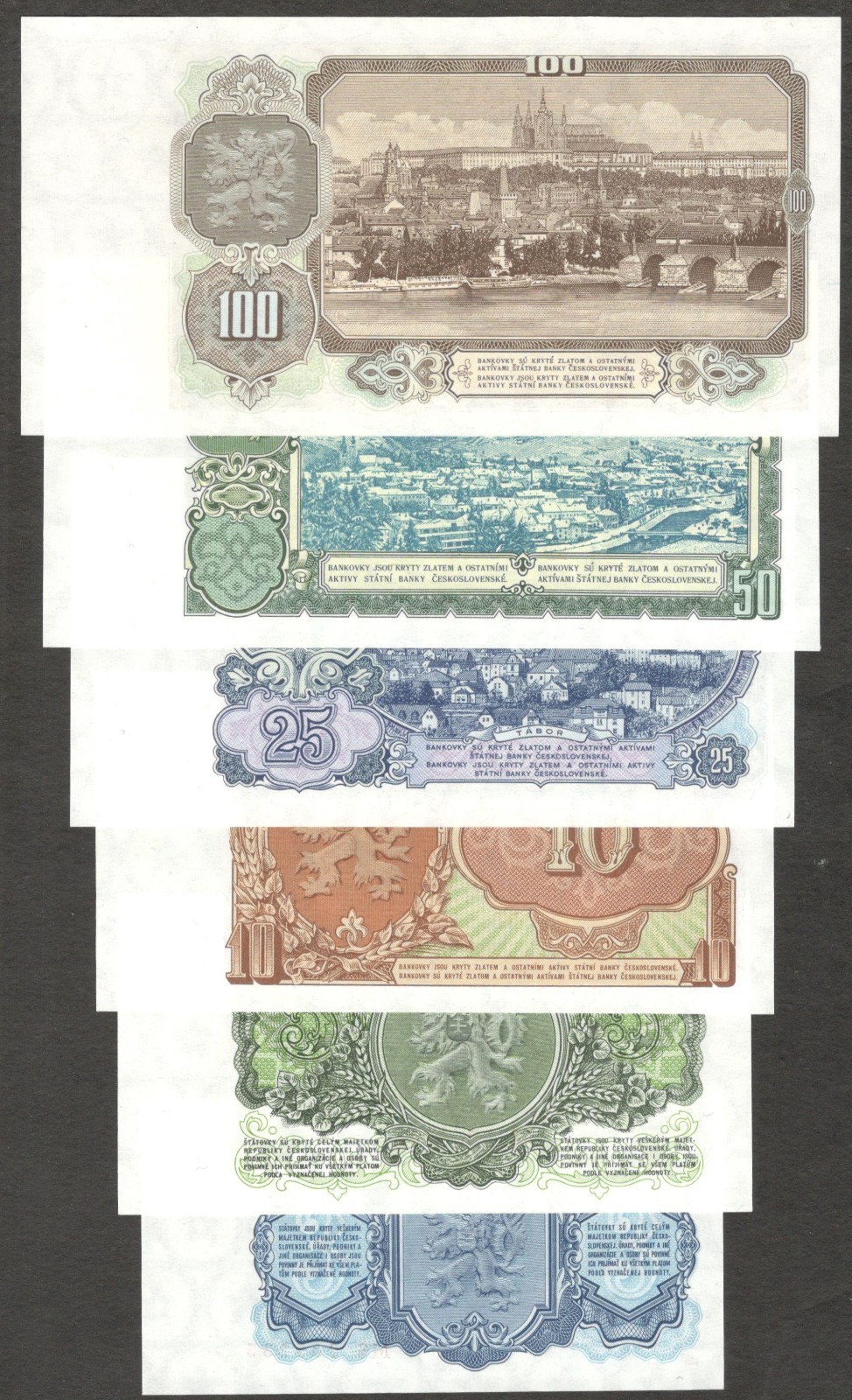 Set 6 Pcs Czechoslovakia 3 5 10 25 50 100 Korun P-79 80 83 84 85 86 1953 UNC - Image 2