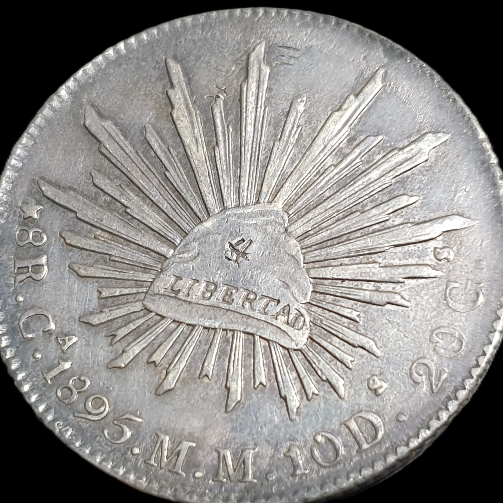 Mexico Second Republic 8 Reales 1895 Ca MM Chihuahua Mint - Image 3