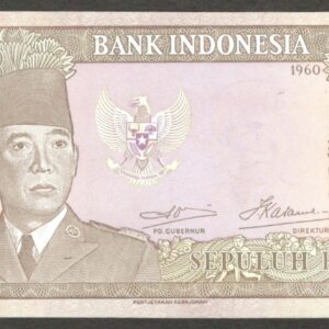 Indonesia 10 Rupiah President Sukarno P-83 1960 aUNC