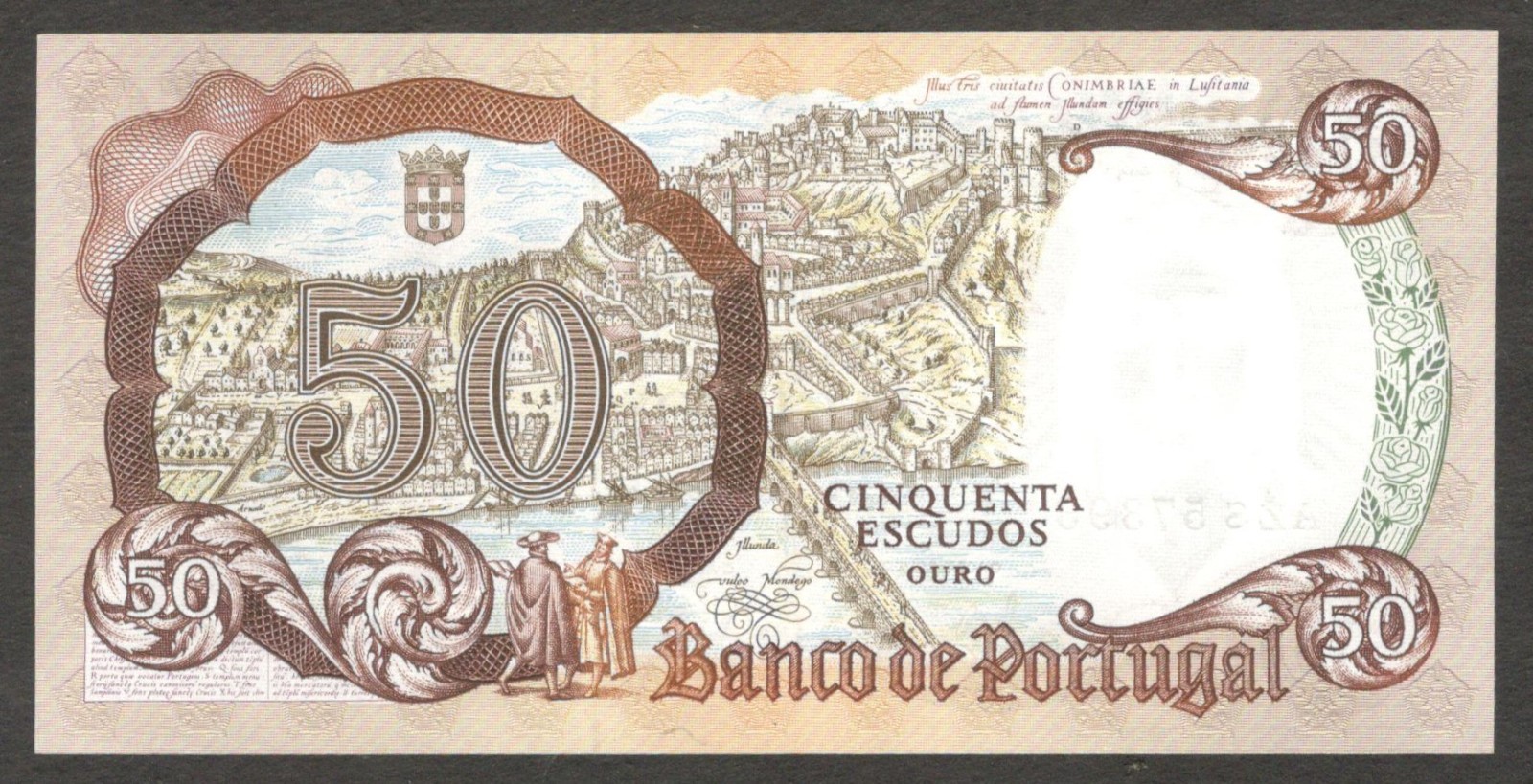 Portugal 50 Escudos Santa Isabel Manuel Jacinto & Antonio Jose P-168(5) 1964 UNC - Image 2