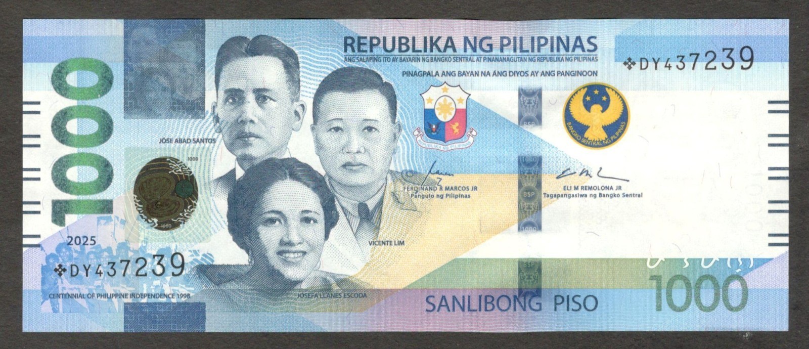 Philippines 1000 1,000 Piso Pesos Marcos & Remolona Replacement P-235A* 2025 UNC