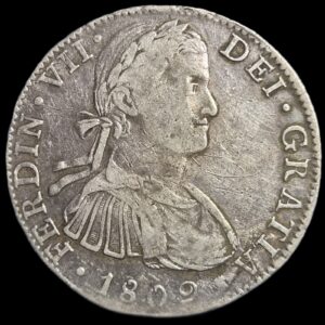 Mexico Spanish Colonial 8 Reales Ferdin Ferdinand VII 1809 Mo TH MexicoCity Mint
