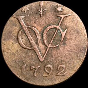Netherlands East Indies VOC Gelderland Indonesia 1 One Duit 1792 Corn Mintmark