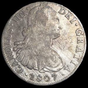 Mexico Spanish Colonial 8 Reales Carol Carolus IIII 1807 Mo TH Mexico City Mint