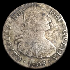 Bolivia Spanish Colonial 8 Reales Carol Carolus IIII 1808 PTS PJ Potosi Mint