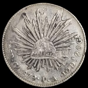 Mexico Second Republic 8 Reales 1879 Ga JA Guadalajara Mint Low Mintage