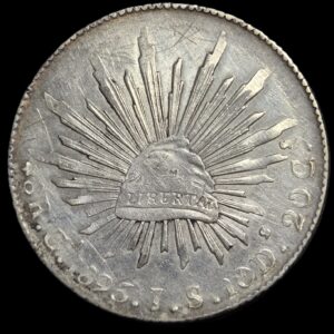 Mexico Second Republic 8 Reales 1895 Ga JS Guadalajara Mint Low Mintage