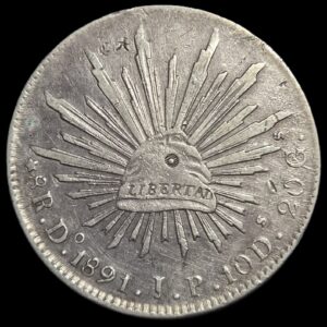 Mexico Second Republic 8 Reales 1891 Do JP Durango Mint