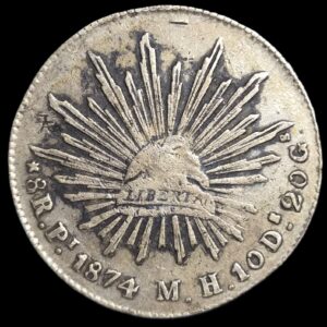 Mexico Second Republic 8 Reales 1874 Pi MH San Luis Potosi Mint