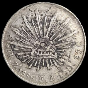 Mexico Second Republic 8 Reales 1888 Zs FZ Zacatecas Mint Ink Stamp