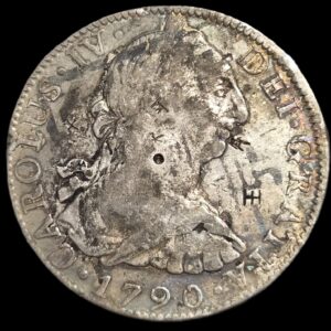 Mexico Spanish Colonial 8 Reales Carol Carolus IV 1790 Mo FM Stamp Ink