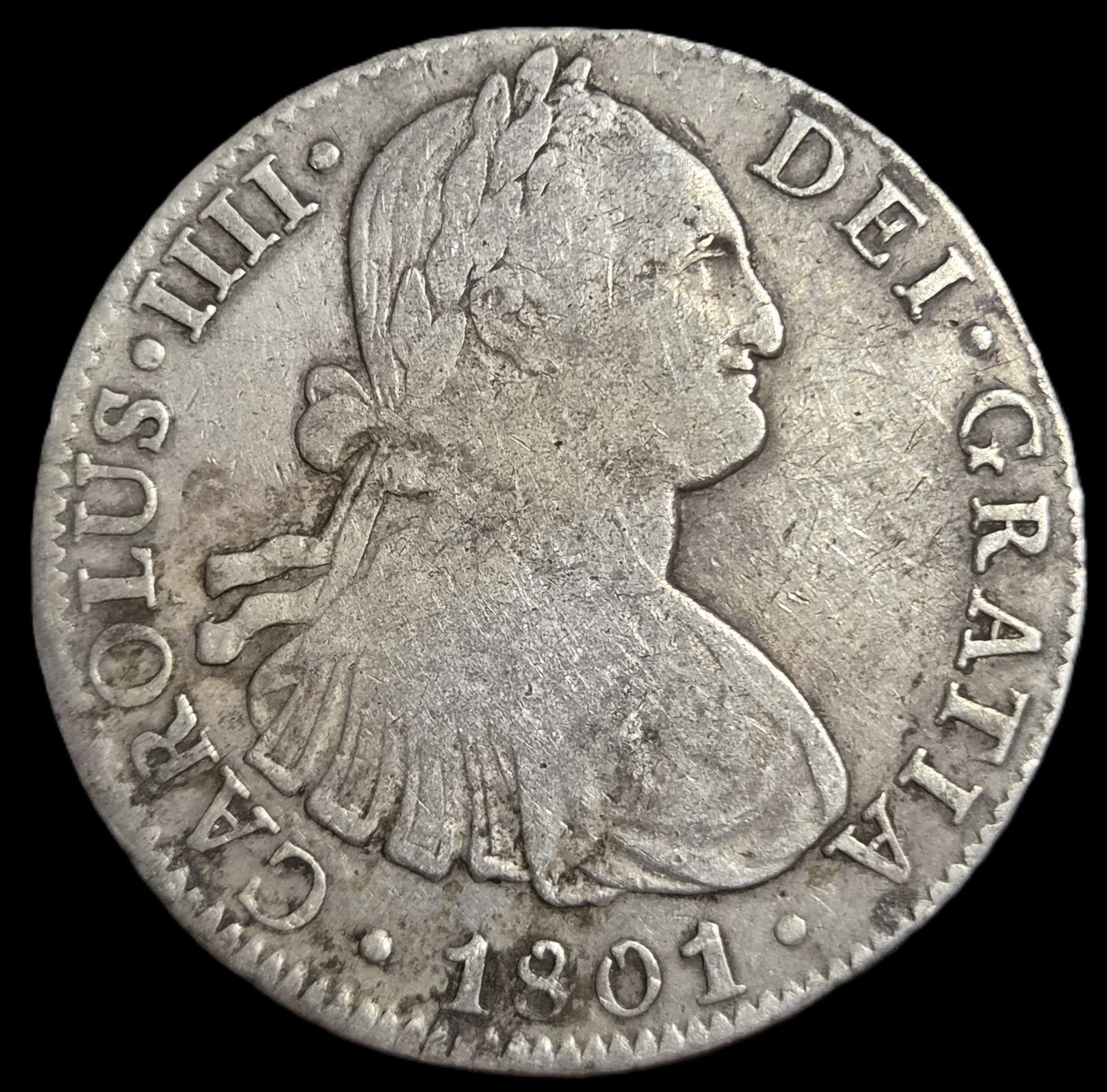 Mexico Spanish Colonial 8 Reales Carol Carolus IIII 1801 Mo FT Mexico City Mint