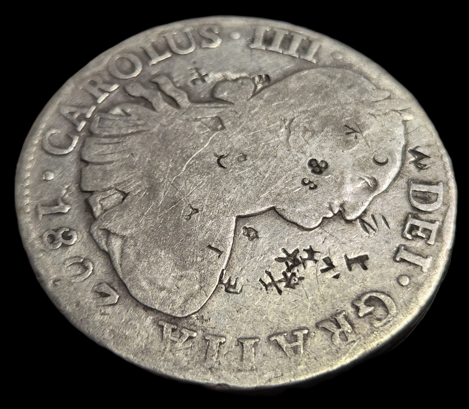 Mexico Spanish Colonial 8 Reales Carol Carolus IIII 1807 Mo TH Chinese Chopmark - Image 4