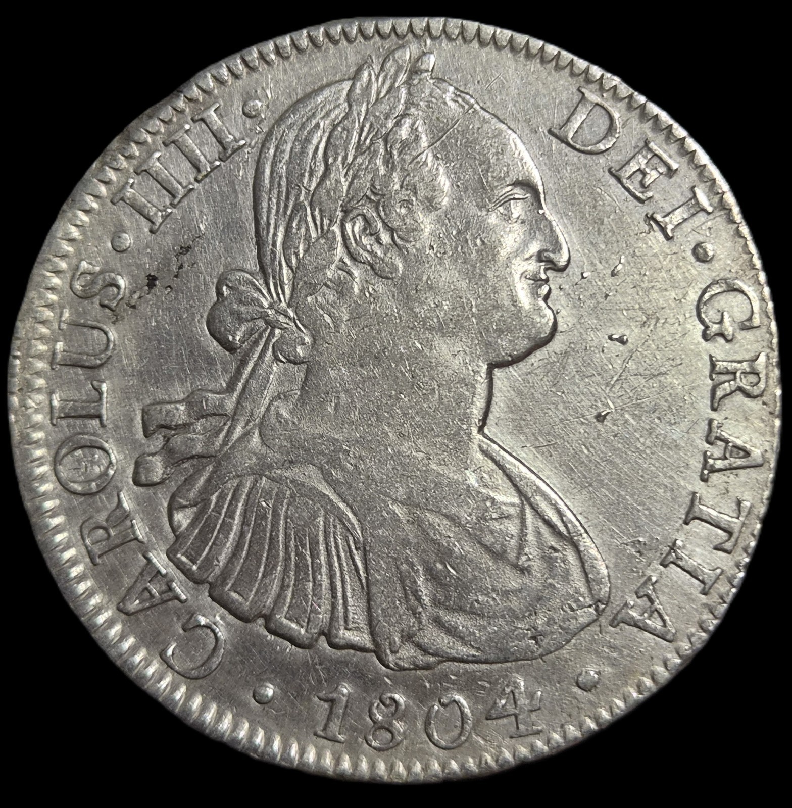 Mexico Spanish Colonial 8 Reales Carol Carolus IIII 1804 Mo TH Sharp Detail