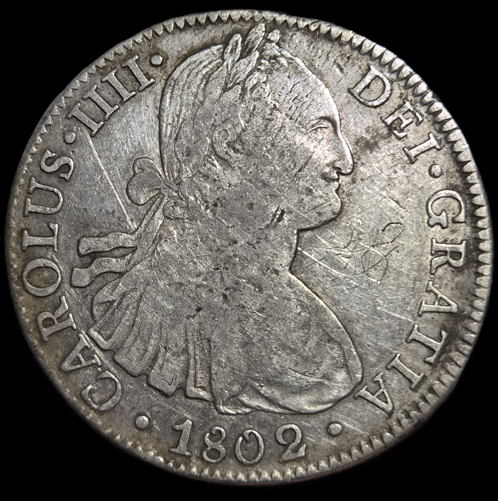 Mexico Spanish Colonial 8 Reales Carol Carolus IIII 1802 Mo FT Sharp Detail