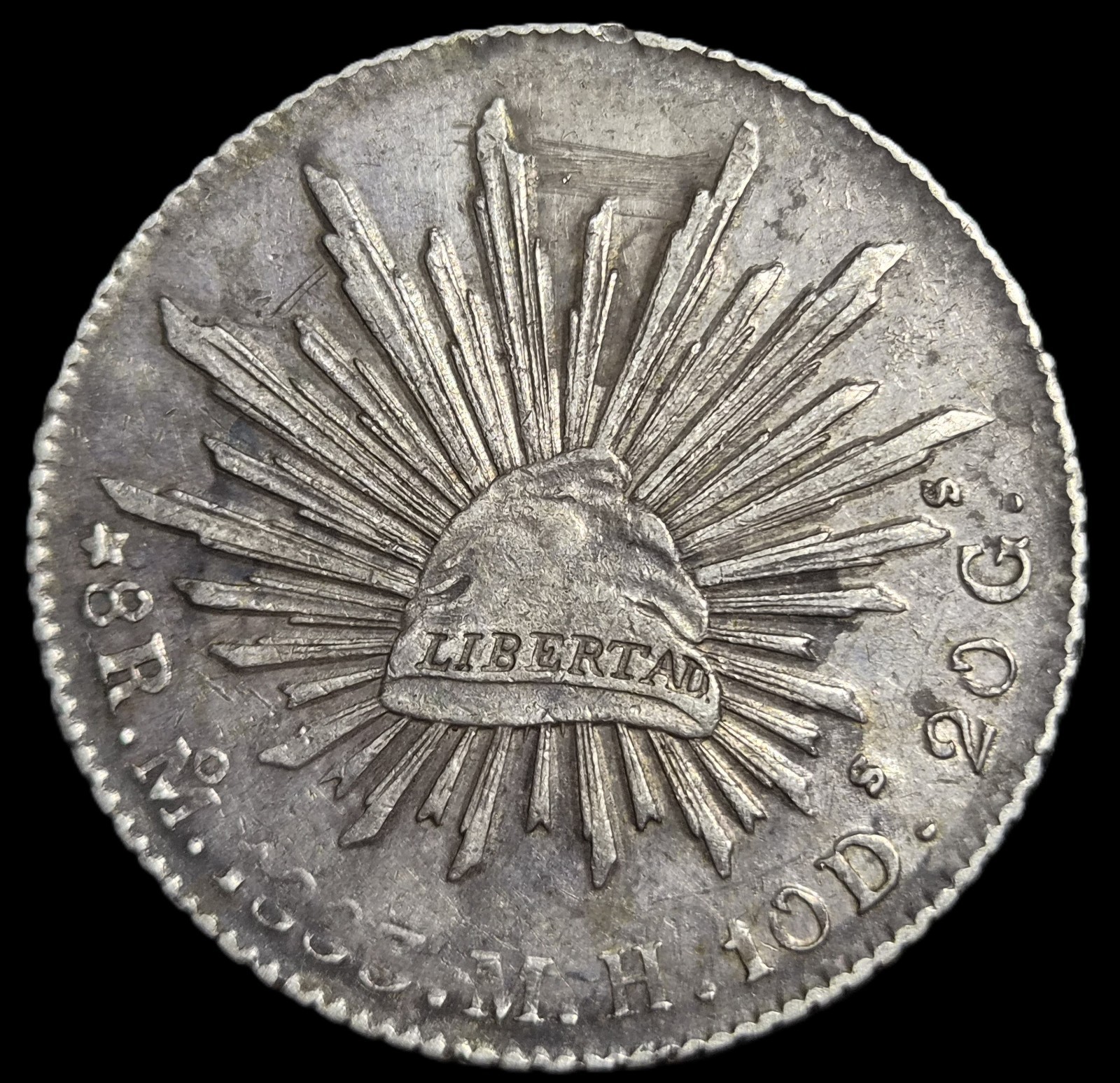 Mexico Second Republic 8 Reales 1883 Mo MH Mexico City Mint XF Sharp Detail