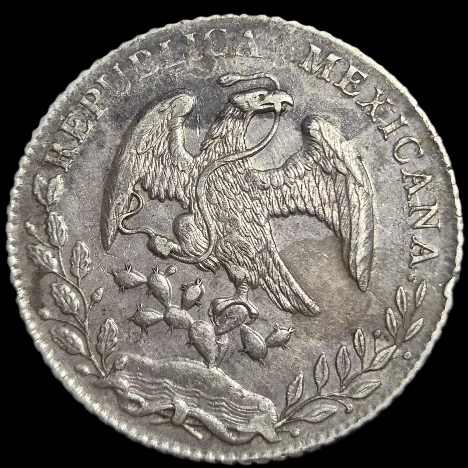 Mexico Second Republic 8 Reales 1883 Mo MH Mexico City Mint XF Sharp Detail - Image 2