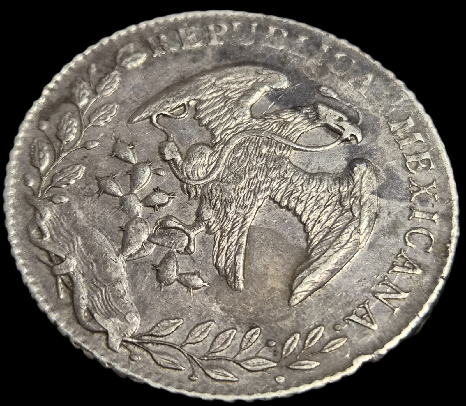 Mexico Second Republic 8 Reales 1883 Mo MH Mexico City Mint XF Sharp Detail - Image 4