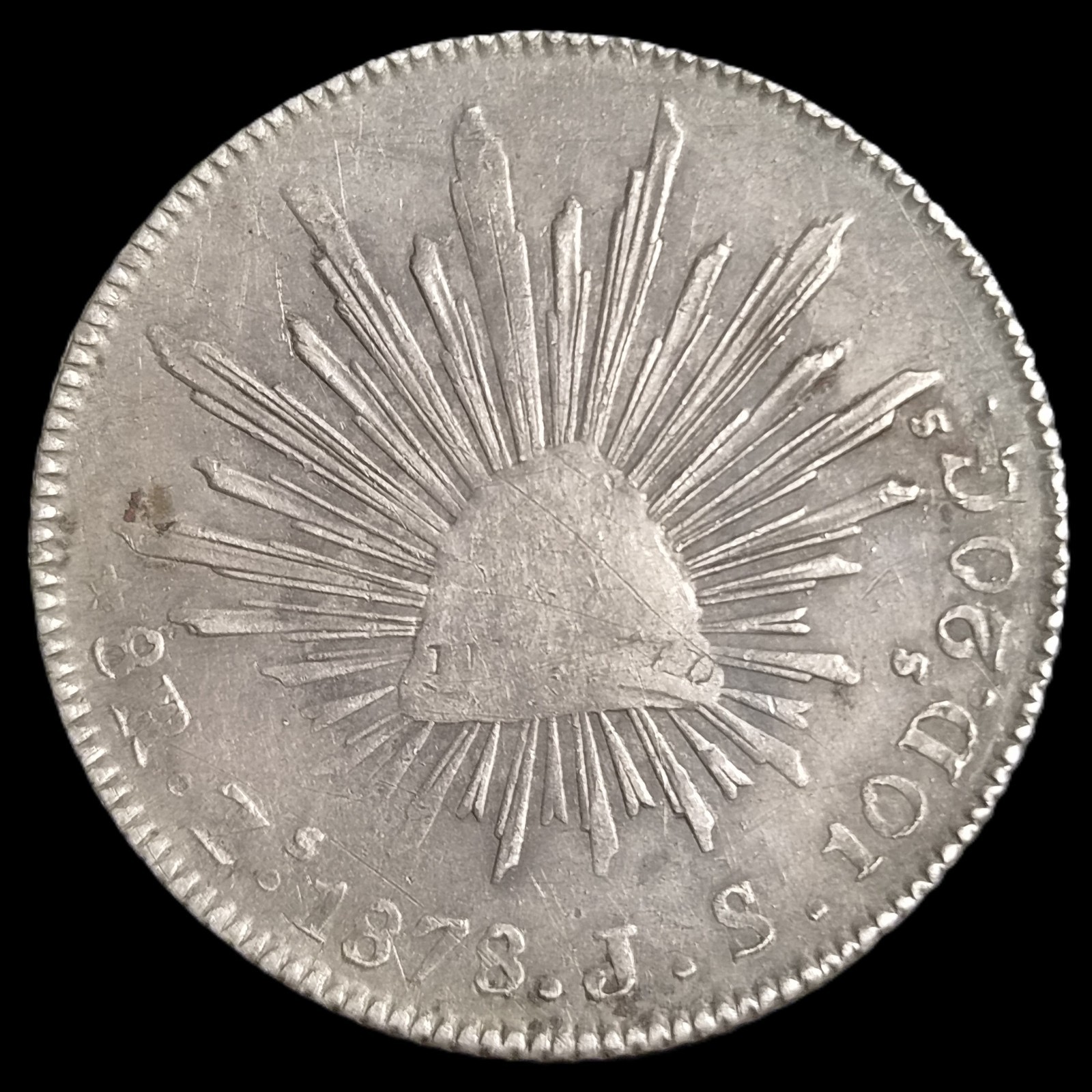 Mexico Second Republic 8 Reales 1878 Zs JS Zacatecas Mint XF Sharp Detail