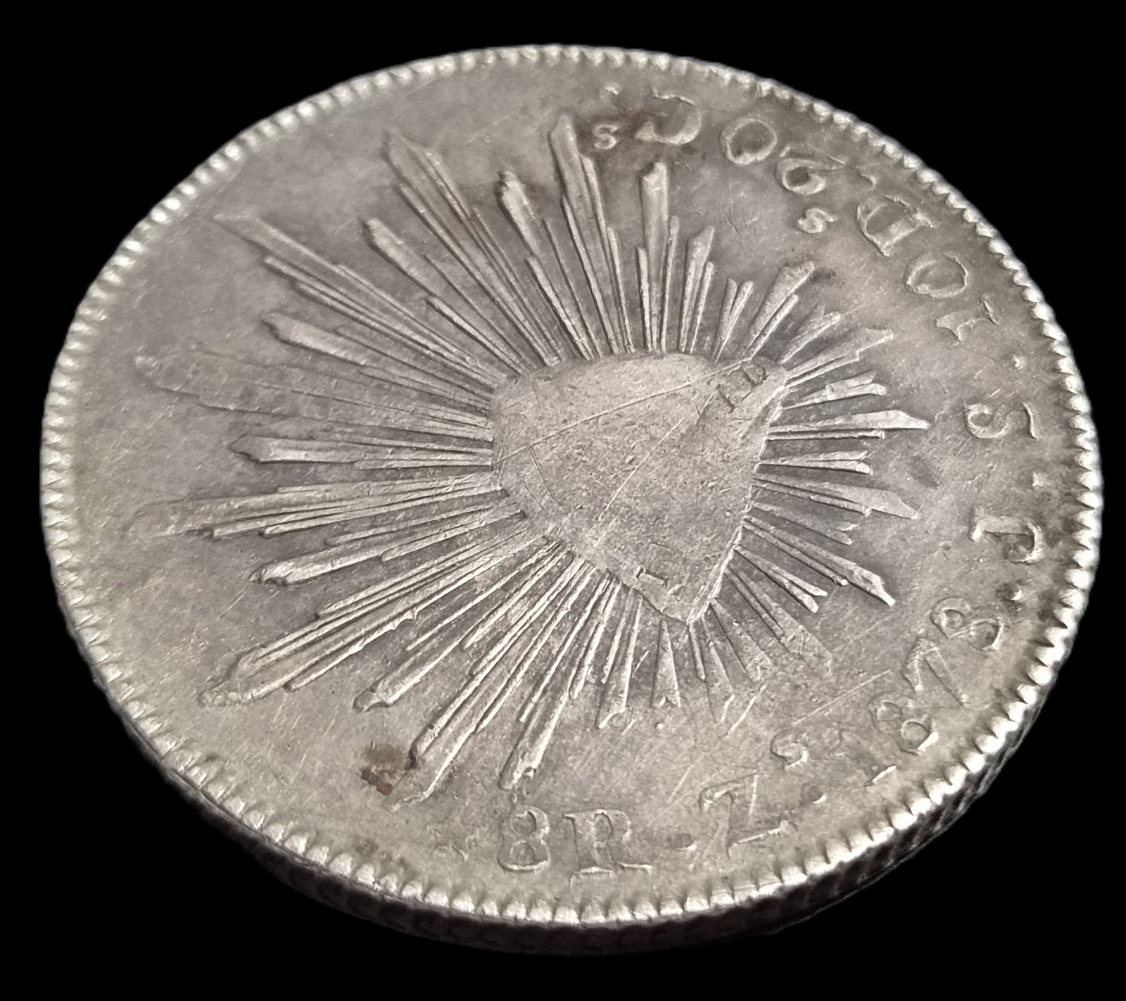 Mexico Second Republic 8 Reales 1878 Zs JS Zacatecas Mint XF Sharp Detail - Image 3