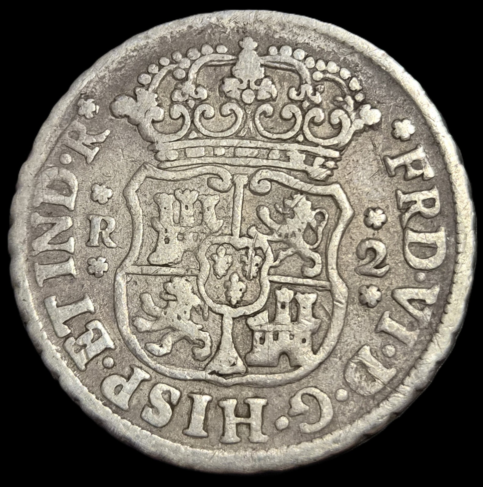 Mexico Spanish Colonial 2 Reales Two Pillar Ferdinand VI 1754 Mo M Mexico Mint - Image 2
