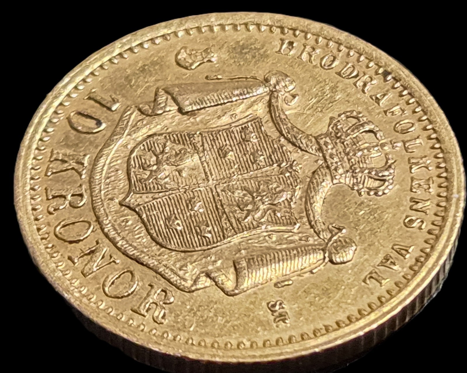 Sweden 10 Kronor Gold Oscar II 1876 XF Sharp Detail Low Mintage - Image 4